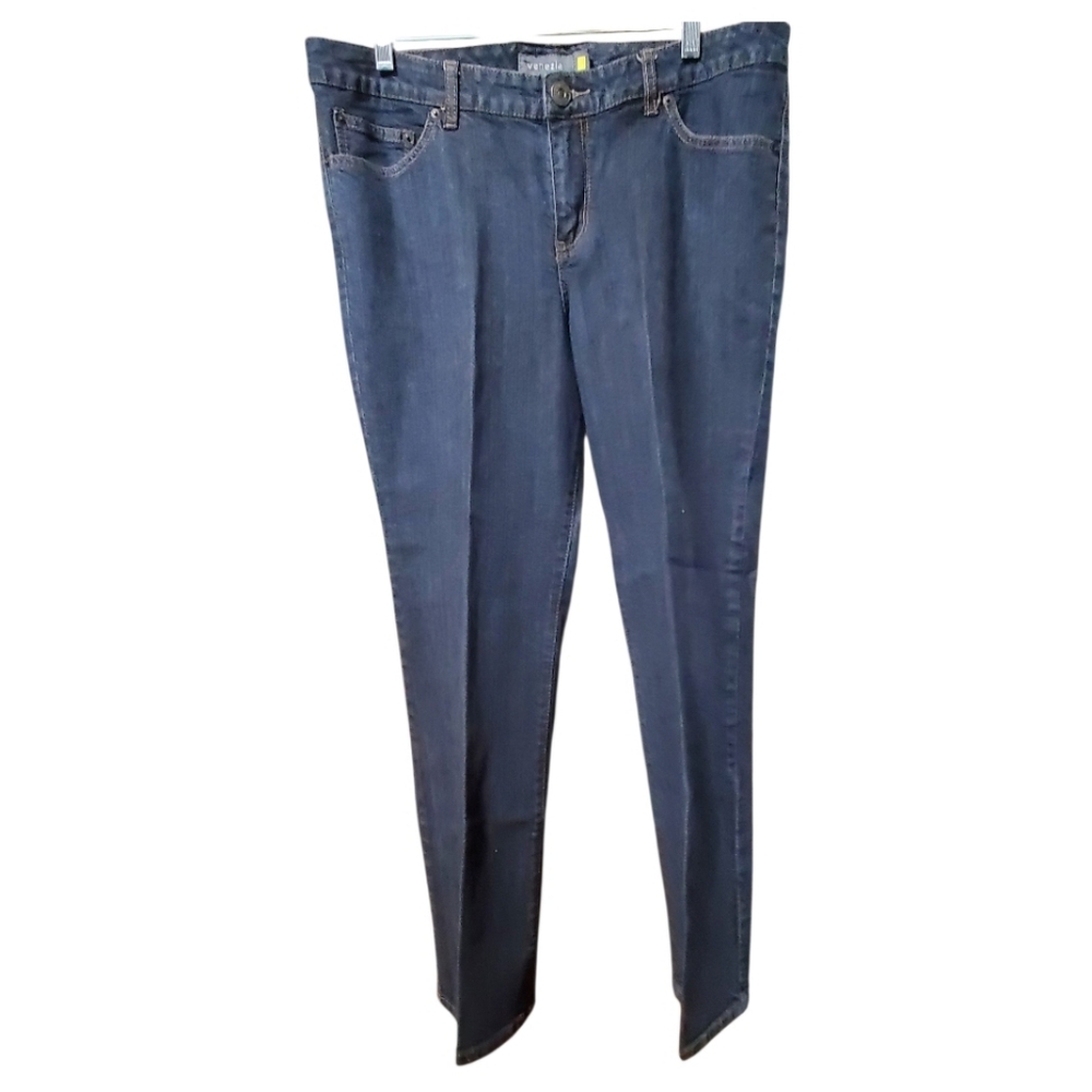 Blue Demin Stretch Bootcut Jeans Size 3 Petite By Venezia